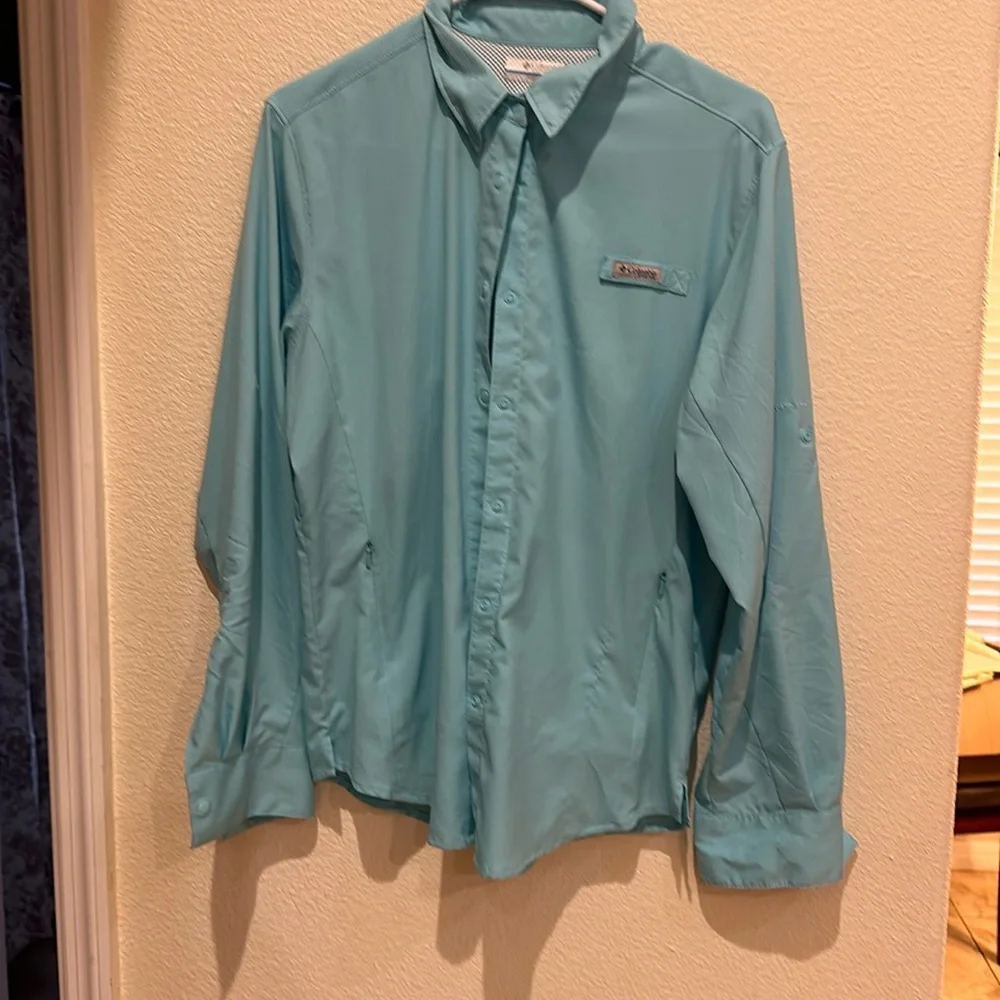Columbia PFG Tamiami II Long-Sleeve Shirt for Ladies size large aqua - Picture 1 of 4